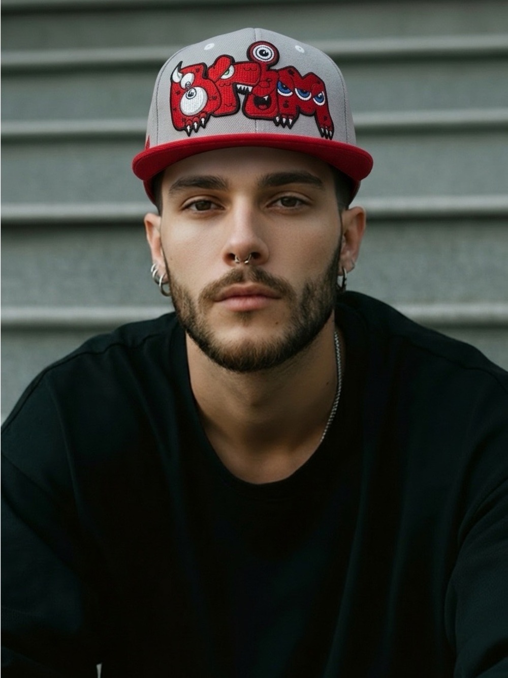 Brim Monsters Sully Red & Gray Fitted Cap